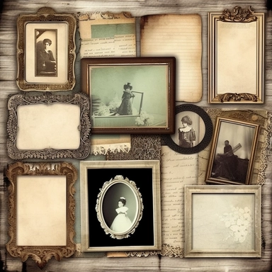 Vintage Photo Album Frames instant download ephemera, printable, digital collage, diary/junk journal, altered art, mixed media, clipart