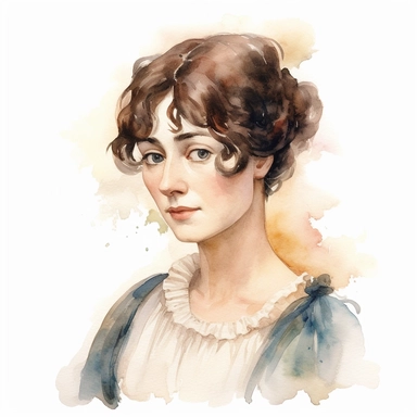 a watercolor portrait of Elizabeth Bennet in pride and prejudice clipart, white background