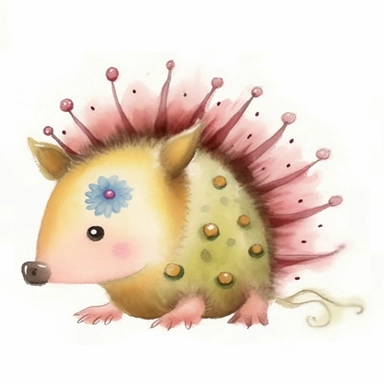 beautiful cute whimsical brown hedgehog, hedgepig, Erinaceus, realistic, photorealistic, simplified, simplistic, doodled by a child, doodle, folk art, watercolor texture, soft brush strokes, clipart on white background, high resolution, free margins