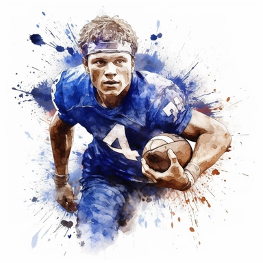 Award winning hyper detail watercolour, football player, white background, clipart