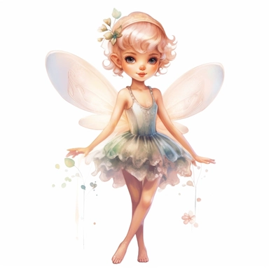 disney style little fairy priness clipart, watercolor clipart, png file, hyper realistic, transparent background,high detail, 8k