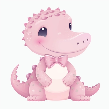 clip art of cute pastel pink girl alligator white background