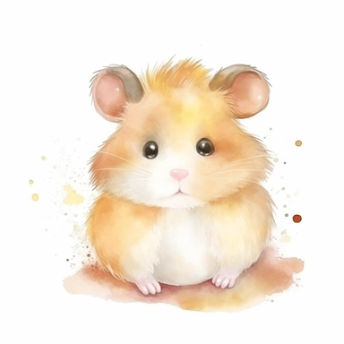 watercolor adorable kawaii baby hamster character kawaii, isolated, kawaii,digital art,detailed, concept,art,8k,hd,on white background,clipart
