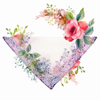 Watercolor Lacy Floral Corners Clipart, white isolated background, space out, hd