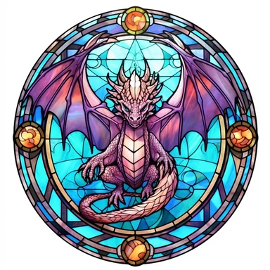 clipart on white background, stained glass dragon, i cant believe how beautiful this is, fantasycore, dragoncore, mysticalcore