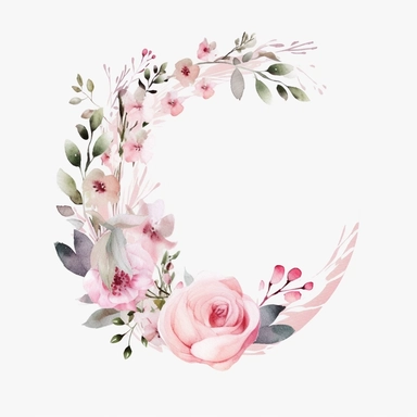 half a circle, minimal, pale pink watercolor flowers, wedding invite, clipart, white background, half circle