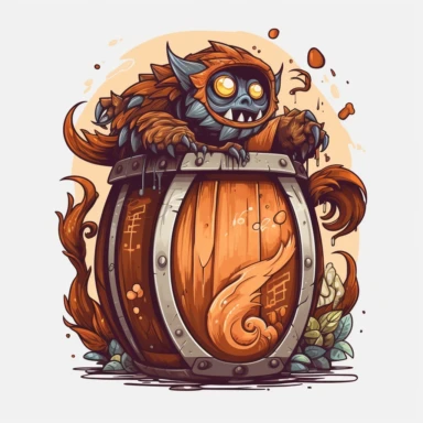 vector art, logo design, beer keg monster drawing, beer keg monster clipart, transparent background, 4k quality, flawless drawing , Alebrije, abstract, Illustrators, by Sabbas Apterus, bar culture, amazing pub scene, beer keg animation