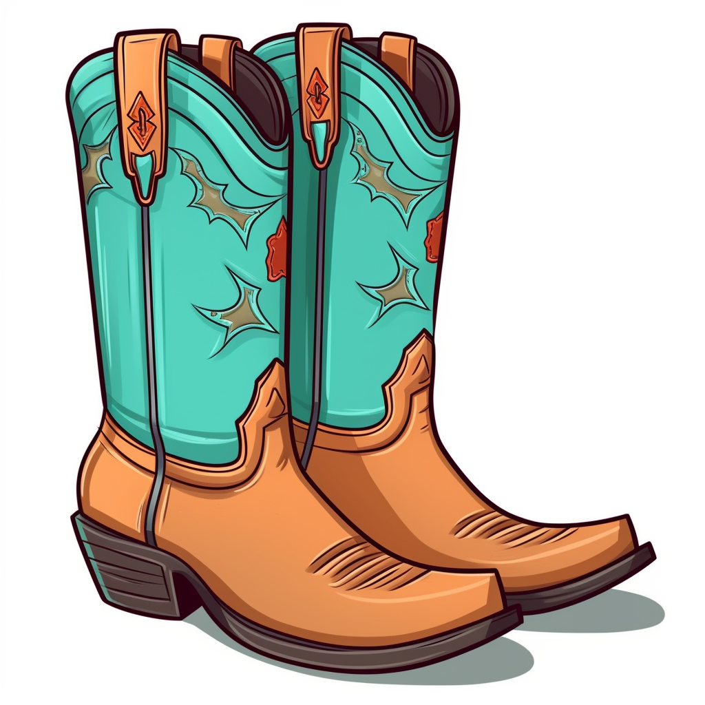 very simple sharp detail pair of tan and turquoise cowgirl boots ...