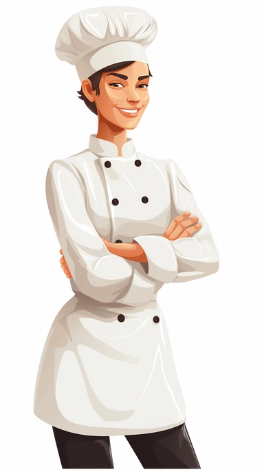 a chef male or female, clipart style, white background