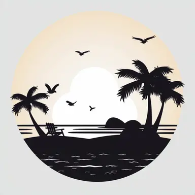 simple beach scene black, svg, clipart, silhouette cricut, white background