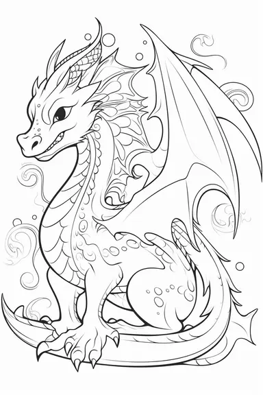 cute dragons playing depicted in the style of clipart, white background, vector lines, in the style of a coloring book, thick, clear,lines, black and white,
