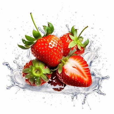 Clipart, beautiful combination with delicious strawberries, summer, fresh, watercolor paints, isolated objects on white background, digital rich, beautiful combination, high quality, 8K-Q2-S750