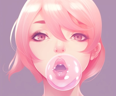 pink gum bubble lip clipart, in the style of intriguingly taboo, visual puns, animecore, poured, sonian, oshare kei
