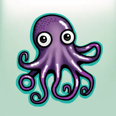 doodle toy octopus, with dumb eyes, vector graphics, clipart
