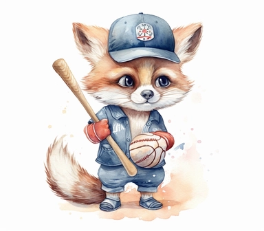 create watercolor clipart of letter z , cute animal in baseball costumes with baseball, incredibly high detail, 16k, gorgeous, white background