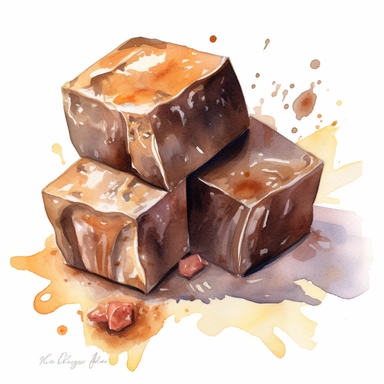 Fudge sharp illustration clipart, watercolor art, insane detail, white background