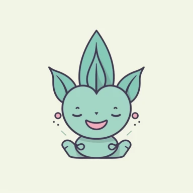 a minimalist clipart suitable for printing on yoga bibs for kids. The clipart should be simple and playful, with clean lines and a maximum of 2 colors. It should depict a fun plant cartoon character practicing yoga.
