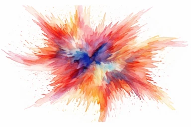 Watercolor, Imagine a red semi-regular variable star, pulsating with a predictable period but irregular amplitude clipart, hd, on a white background, spaced out