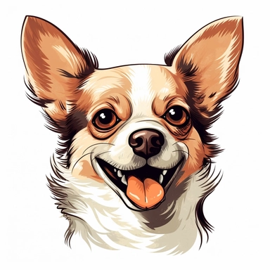 clipart of a happy chihuahua, americana style, portrait, white background, vector style