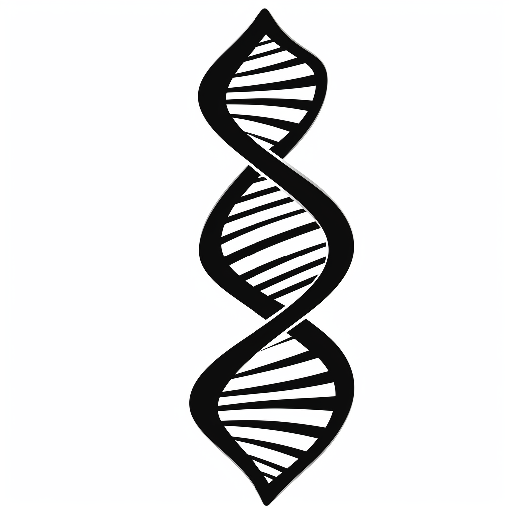 Design a flat clipart diagram of DNA in a wavy shape. Use black and ...