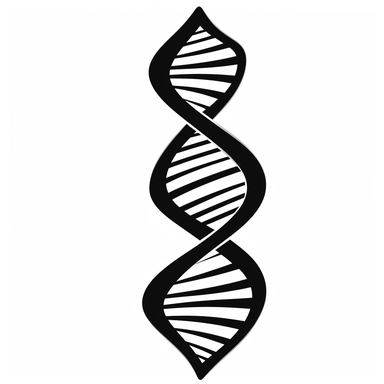 Design a flat clipart diagram of DNA in a wavy shape. Use black and white color palette. Use a simple wavy shape to represent the DNA helix, The flat clipart diagram of DNA in a wavy shape should be in black and white an engaging and informative design that captures the essence of the DNA molecule and its importance in biology and medicine.