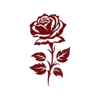 red rose flower silhouette vector flat simple identification symbol white backround white background minimalistic clipart png svg