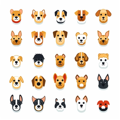 adorable simple dog icons clipart, white background, adobe illustrator vector
