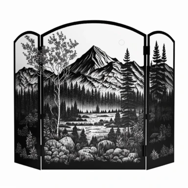 /black and white/Panel Steel Fireplace Screen/Similar Fireplace Screens drawing/Gaze in awa at jaw-dropping scenery，get feel for BC's northern culture /Wild West clipart, Wildlife
