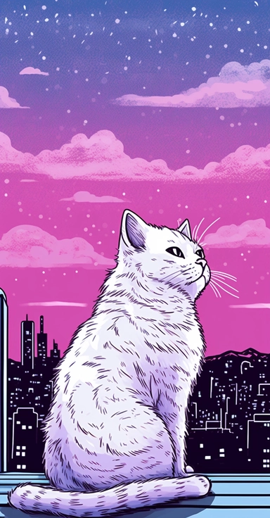 beautiful cat clipart free, in the style of comic strip style, light magenta and white, the stars art group (xing xing), criterion collection, pop art illustration, satirical tone, chalk