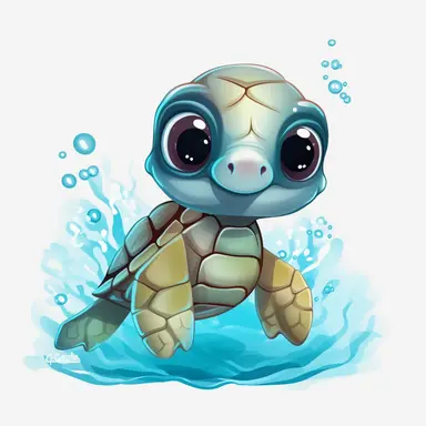 cartoon, super cute, baby sea turtles clipart transparent background