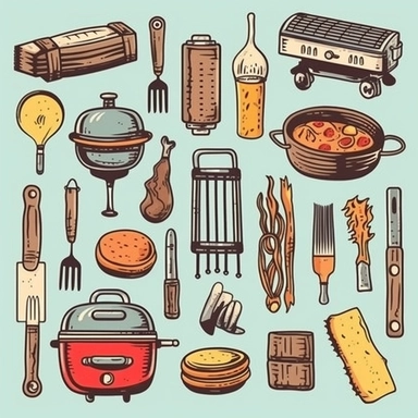 clipart doodle grilling tools