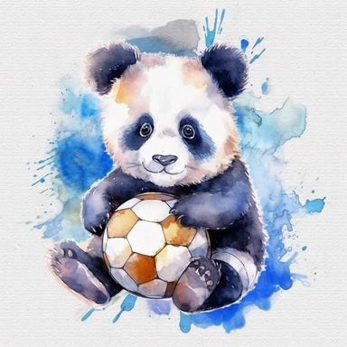 cute panda doing random sports, pandas doing activity, watercolor clipart, transparent background