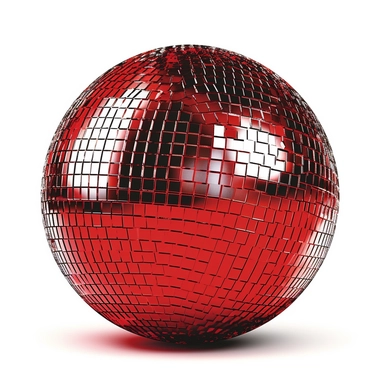 glitter disco ball, detailed, red, clipart, white background