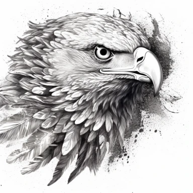 portrait of a flying eagle clipart, scribble, tattoo style, hyper detailed, white background, vektor, black and white, indian decor