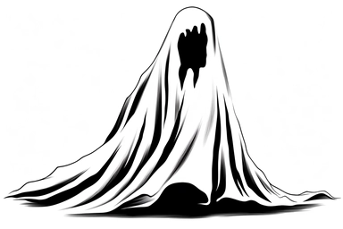 black and white solid black on white ghost svg clipart simple line work vector, solid colors, no shading, white background, only 2 colors