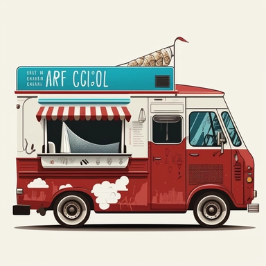 food+truck+vector, highly detailed, isolated on white, clipart