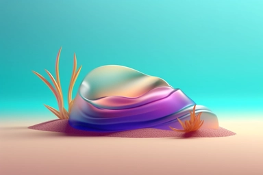 3d abstract summer nature beach object clipart with Gradient Color Overlay Background, minimal, soft color, artistic, high resolution, 8K,