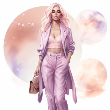 boss lady clipart fashion illustration celestial pastel pink purple orange gradient glam outfit full body