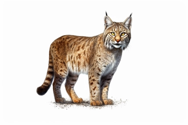 Bobcat animal, realistic, clipart, 16k, isolated on white background, spaced out ,
