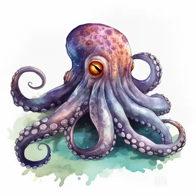 watercolor, Octopus - Octopuses have eight long, flexible tentacles that they use to catch prey and move around. They also have large, bulbous heads and large eyes. commission for, vividly bold designs png Full body realistic cartoon in 32K UHD cute. 15 cm thick outline. Black color. There was no shadow on the ground. 8k with realistic watercolors and detailed illustrations. PNG clipart, transparent white background