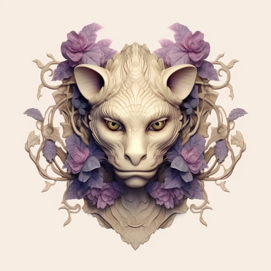 friendly gargoyle, Ivory and purple flowers, Leaves, vintage Pastel Cream Background, Smoke Petals, Maximalist, Hyper Detailed, 3D rendered, 8k polished, Hyper Realistic Intricate details, hyper realistic, intricate detail, painting, shabby chic, clipart
