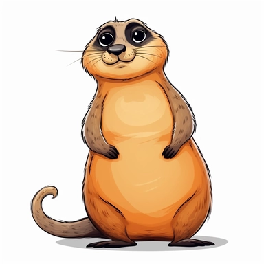 a fat Meerkat, funny, very funny, clipart with crisp lines and white background