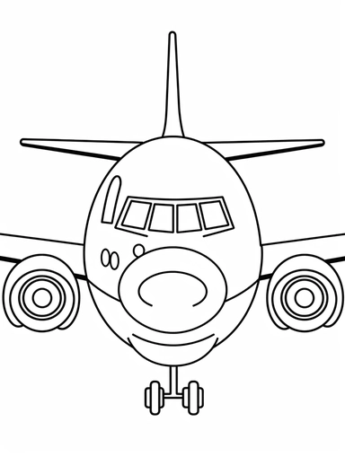 design a mini airplane coloring book line art, coloring page line art, black clipart for coloring page, simple and clean line art, illustration style, bold wide black line art