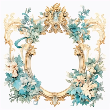 Atlantis rococo frame watercolor clipart