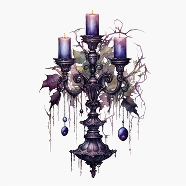 Watercolour dark fantasy black royal gothic deadly nightshade candelabra with deadly nightshade lantern and dark magic gothic books magnificent details PNG image,ultra highly detailed, 18k, sharp focus, bright photo with rich colours digitally enhanced, enhanced graphics, straight, sharp focus, bright lighting, intricate detailed png image ,high definition,300dpi,graphic clipart,computer graphics