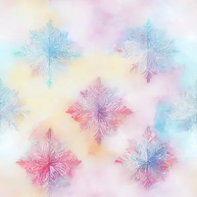 gradient snowflakes pattern simetric, white background in watercolor clipart style