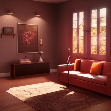 Cozy 3D livingroom, brown furniture, white walls, high detail, epic detailed, very clear, colors, evironment, hyper realism, high details, octane render, unreal engine realistic, hd, Clean Cel vector art by Kuroko no Basuke , Sailor Moon and A Whisker Away, simple illustration, clipart