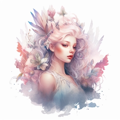 Fairy, clipart, intense white and deep pastel colors, dnd, watercolor, no background, isolated on a white background, self contained, well defined edges, by amy sol and magali villeneuve and susan bourdet and ross tran, spaced out, glowy, intricate, 8k