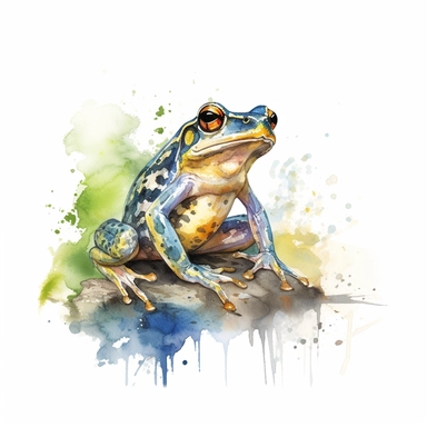 watercolour illustration free brushstrokes, beautiful and joyful, frog, mark brooks, naturecore, animal clipart, isolated on a white background,