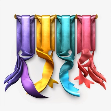 ribbon banners, solid colors, cliparts